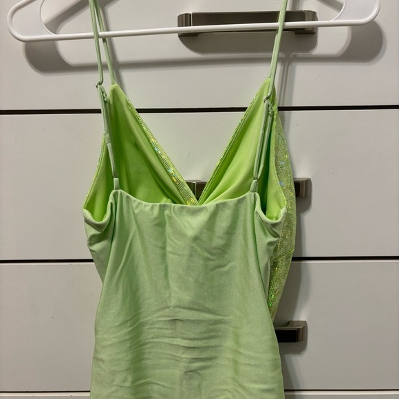 Lucy In The Sky Green Sparkly Mini Dress - Picture 3 of 8